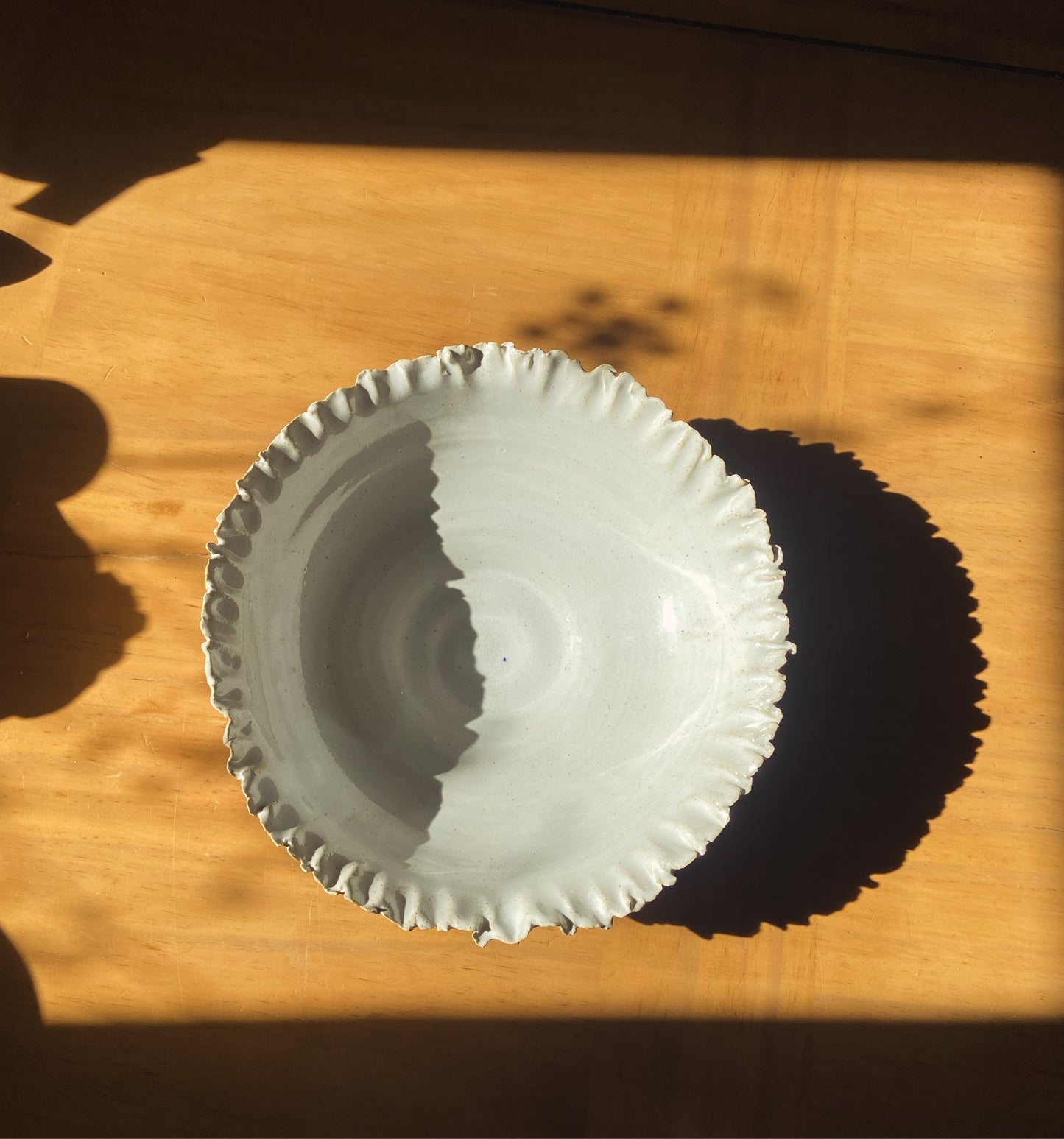 White Feather-edged Serving Bowl