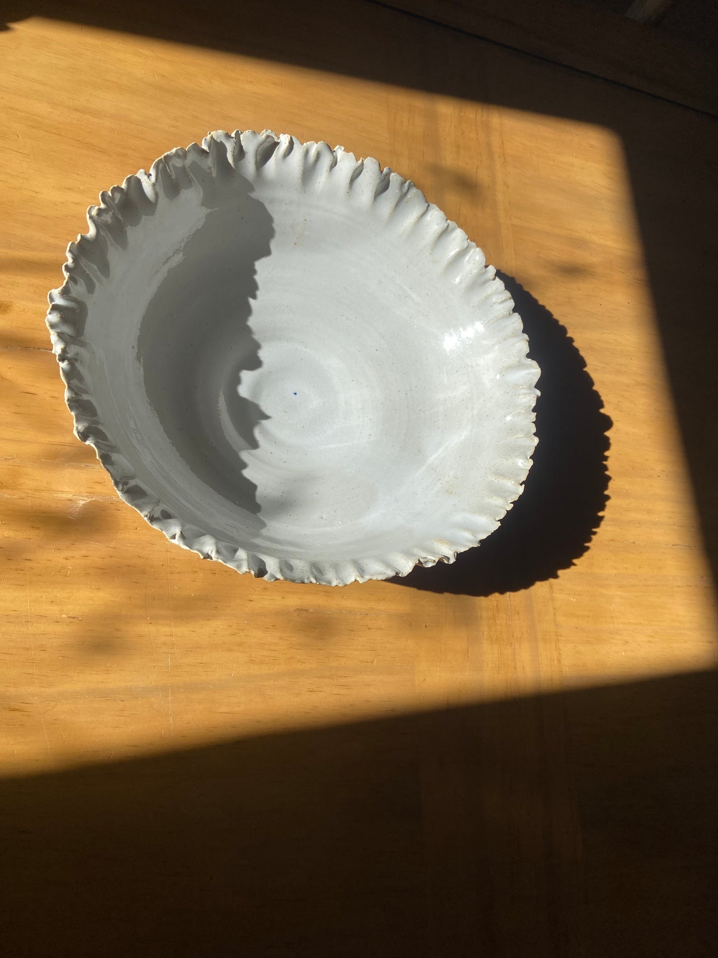 White Feather-edged Serving Bowl
